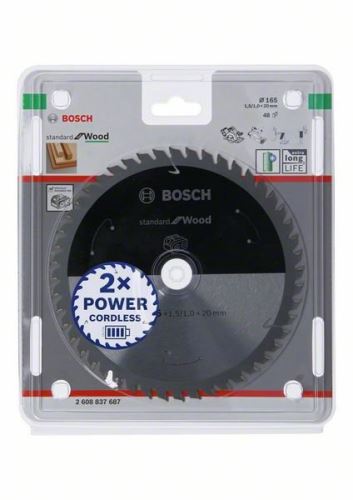 BOSCH Zaagblad voor accuzagen, Standaard voor Hout, 165x20x1,5/1,0x48T 2608837687