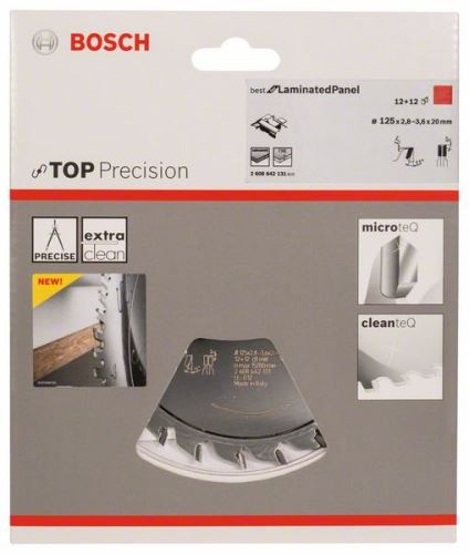 BOSCH Voorgesneden schijf Top Precision Gelamineerd Paneel 125 x 20 x 2,8-3,6 mm, 12+12 2608642131