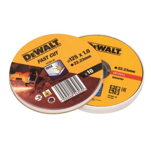 DeWALT Snijschijvenset voor RVS, vlak, 125 x 22,2 x 1,0 mm (10 stuks) DT3507