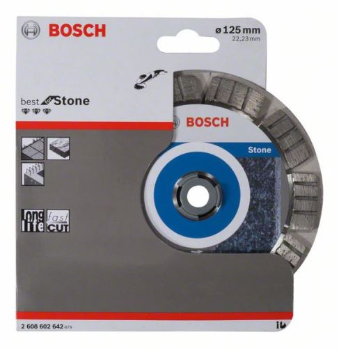 BOSCH Diamantdoorslijpschijf Best for Stone 125 x 22,23 x 2,2 x 12 mm 2608602642