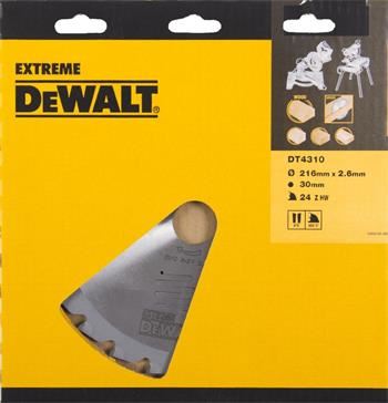 DeWALT houtzaagblad voor cirkelzagen, 216 x 30 mm, 24 tanden DT4310