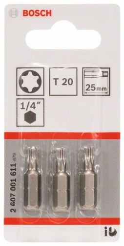 BOSCH Schroevendraaierbit extra hard Extra-Hart T20, 25 mm (3 stuks) 2607001611