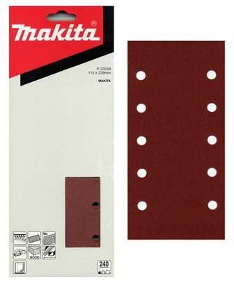 MAKITA schuurpapier Klittenband 115x229 mm 10 gaten K240, 10 stuks P-33249