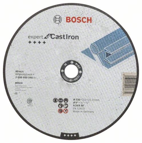 BOSCH Doorslijpschijf recht Expert voor Gietijzer AS 24 R BF, 230 mm, 3,0 mm 2608600546