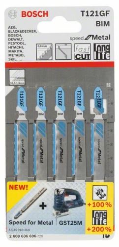 BOSCH Zaagblad voor reciprozaag T 121 GF Speed for Metal (5 stuks) 2608636696