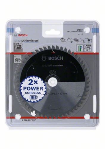 BOSCH Zaagblad voor accuzagen; Standaard voor aluminium 160x20/15.875x1.8/1.3x52T 2608837757