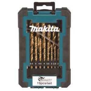 MAKITA metaalborenset HSS-TiN 1-10 mm (elk 0,5 mm), 19-delig, verpakking van 10 stuks D-72229-10