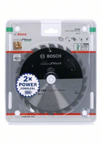 BOSCH Zaagblad voor accuzagen; Standaard voor hout 160x20/15.875x1.5/1.0x24T 2608837676