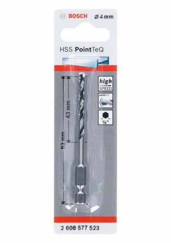 BOSCH Metaalboor HSS PointTeQ HEX met 6-kant schacht; 4,0 mm (5 stuks) 2608577523