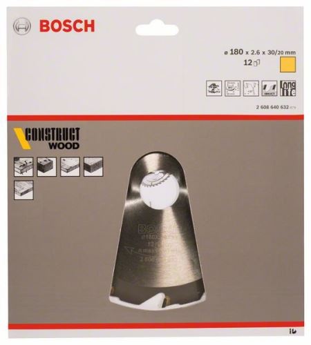 BOSCH Zaagblad Construct Wood 180 x 30/20 x 2,6 mm; 12 2608640632