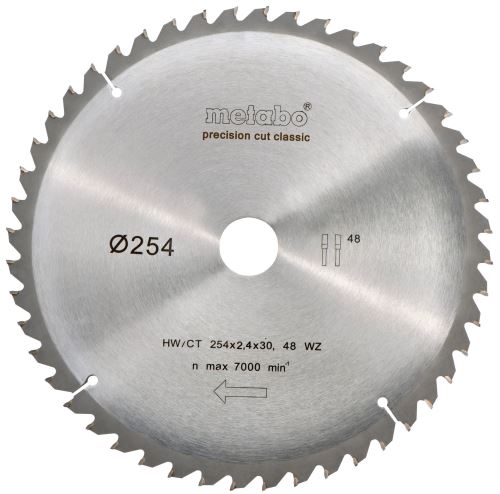 METABO Zaagblad HW/CT 254 x 30 mm, 48 tanden, 5 neg 628061000