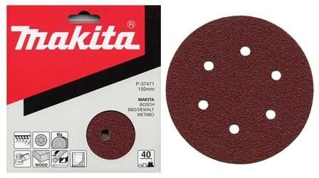 MAKITA schuurpapier Klittenband 150 mm 6 gaten K60, 10 stuks P-37487