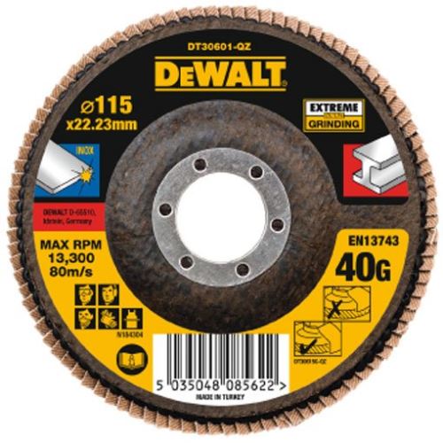 DeWALT Extreem schurende lamellenschijf voor metaal vlak 125 x 22,2 mm 40G DT30602