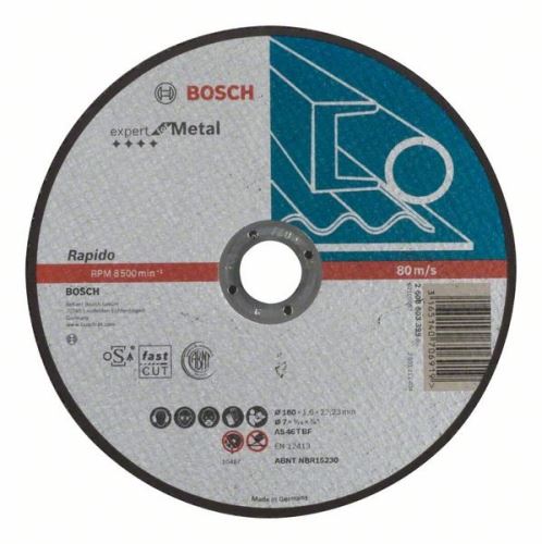 BOSCH Doorslijpschijf recht Expert for Metal – Rapido AS 46 T BF, 180 mm, 1,6 mm 2608603399