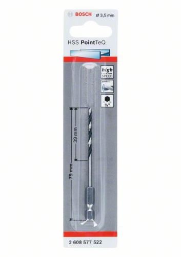 BOSCH Metaalboor HSS PointTeQ HEX met 6-kant schacht; 3,5 mm (5 stuks) 2608577522