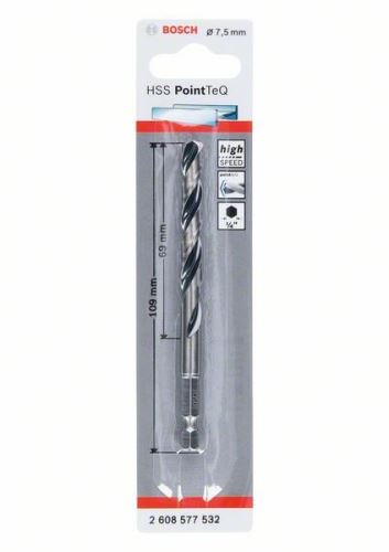 BOSCH Metaalboor HSS PointTeQ HEX met 6-kant schacht; 7,5 mm (5 stuks) 2608577532