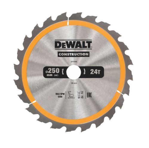 DeWALT Zaagblad (ideaal voor FLEXVOLT zagen) ATB 10°, 250 x 30 mm, 24 tanden DT1956