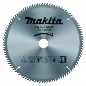 MAKITA zaagblad hout TCT 260x2,6x30 mm 100 tanden D-65408