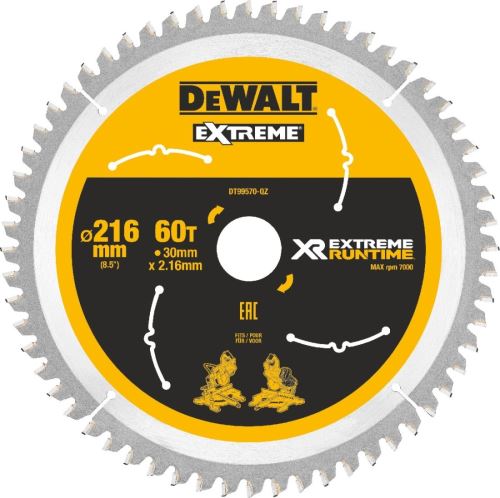 DeWALT Zaagblad (ideaal voor FLEXVOLT zagen), 216 x 30 mm, 60 tanden DT99570