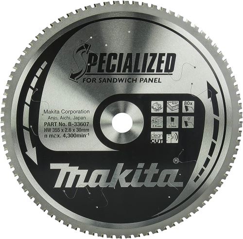 MAKITA sandwichpaneelzaagblad SPECIALIZED 355x2,6x30 mm 80 tanden B-33607