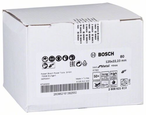 BOSCH Fiberslijpschijf R780, Best for Metal + Inox 115 × 22,23 mm, G36 2608621604