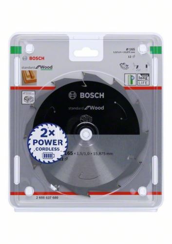 BOSCH Zaagblad voor accuzagen; Standaard voor hout 165x15.875x1.5/1.0x12T 2608837680