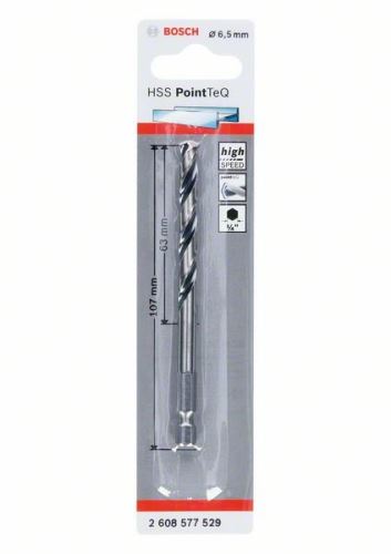 BOSCH Metaalboor HSS PointTeQ HEX met 6-kant schacht; 6,5 mm (5 stuks) 2608577529