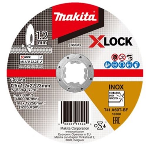 MAKITA doorslijpschijf RVS X-Lock 125x1,2x22,23 mm E-00418