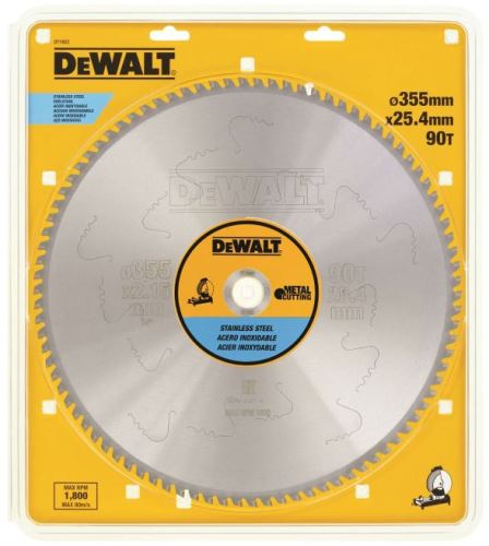 DeWALT EXTREME Zaagblad voor het zagen van roestvrij staal, 355 x 25,4 mm, 90 tanden DT1922