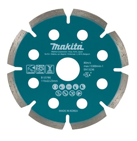 MAKITA diamantdoorslijpschijf 115x1,6x22,23 mm voor accu haakse slijpmachines B-53780