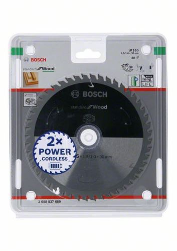 BOSCH Zaagblad voor accuzagen; Standaard voor hout 165x30x1,5/1,0x48T 2608837689