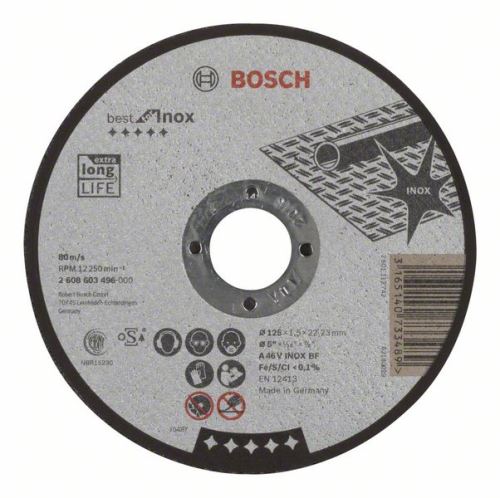 BOSCH Doorslijpschijf recht Best for Inox A 46 V INOX BF, 125 mm, 1,5 mm 2608603496