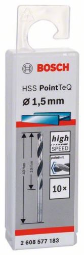 BOSCH Spiraalboor HSS PointTeQ 1,5 mm (2 stuks) 2608577154