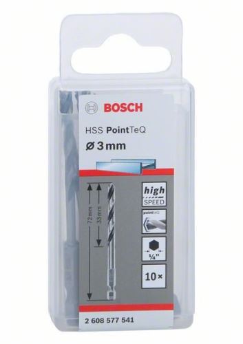 BOSCH Metaalboor HSS PointTeQ HEX met 6-kant schacht; 3,0 mm 2608577541