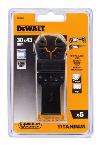 DeWALT Titanium-zaagbladen voor het zagen van metaal 30 x 43 mm (5 stuks) DT20727