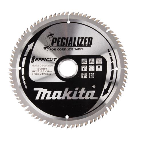 MAKITA houtzaagblad Efficut 216x2x30 mm 80 tanden E-08894