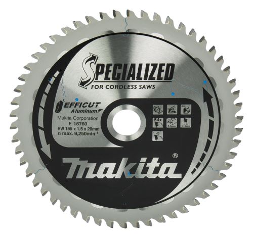 MAKITA zaagblad aluminium Efficut 165x1,5x20 mm 54 tanden E-16760