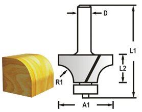 MAKITA Afrondfrees met gelagerde schacht 8 mm, 19x9,5x53 mm R 32 mm D-48359