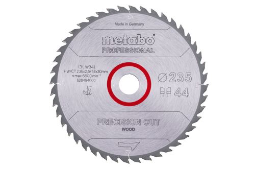 METABO Zaagblad "precisiegezaagd hout - professioneel", 235x30 mm, 44 tanden, 15° 628494000