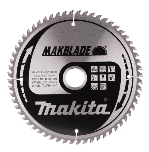 MAKITA houtzaagblad MAKBLADE 216x2x30 mm 60 tanden B-32839