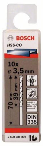 BOSCH Boren voor metaal HSS-Co, DIN 338 3,5 x 39 x 70 mm (10 stuks) 2608585879