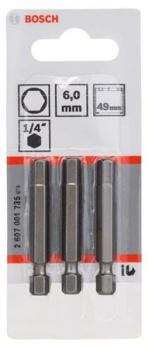 BOSCH Schroevendraaierbit extra hard Extra-Hart HEX 6, 49 mm (3 stuks) 2607001735