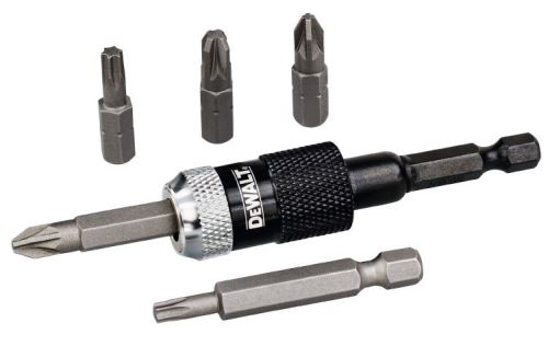 DeWALT Bitset (6-delig) / snelwisseladapter + 25 mm bits: Pz2, Pz3, T25, 50 mm: Pz2, T20 / DT71514