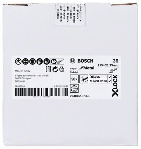 BOSCH X-LOCK Fiber-slijpschijven Expert for Metal systeem Ø 115 mm, G 36, R444 2608619166