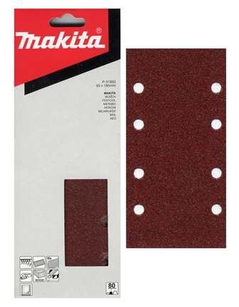 MAKITA schuurpapier Klittenband 93x185 mm 8 gaten K120, 10 stuks P-35891