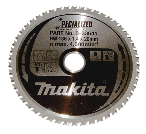 MAKITA zaagblad staal SPECIALIZED 136x1,4x20 mm 50 tanden B-33641