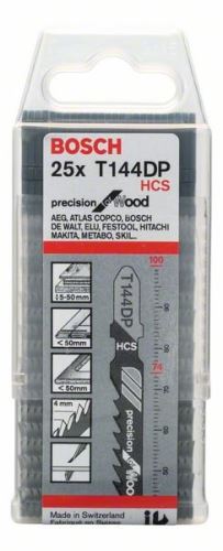 BOSCH Zaagblad voor reciprozaag T 144 DP Precision for Wood (25 stuks) 2608633A39