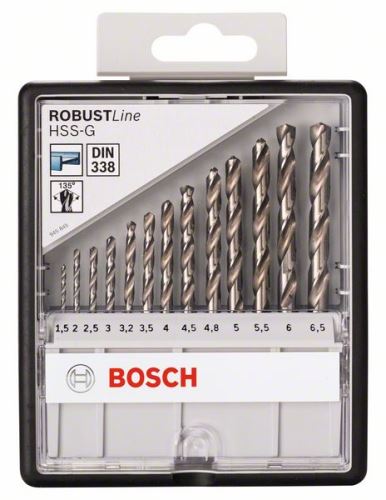 BOSCH Metaalborenset Robust Line HSS-G, 13-delig, 135° 1,5; 2; 2,5; 3; 3.2; 3,5; 4; 4,5; 4,8; 5; 5,5; 6; 6,5 mm, 135° 2607010538