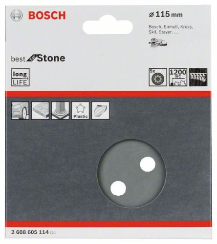 BOSCH Schuurpapier F355, VE 5 stuks 115 mm, 600 2608605113