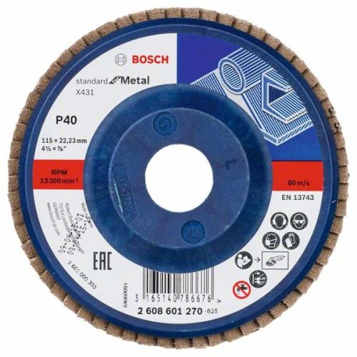 BOSCH Lamellenslijpschijf X431, Standaard voor Metaal 115 mm, 22,23 mm, 40 2608601270